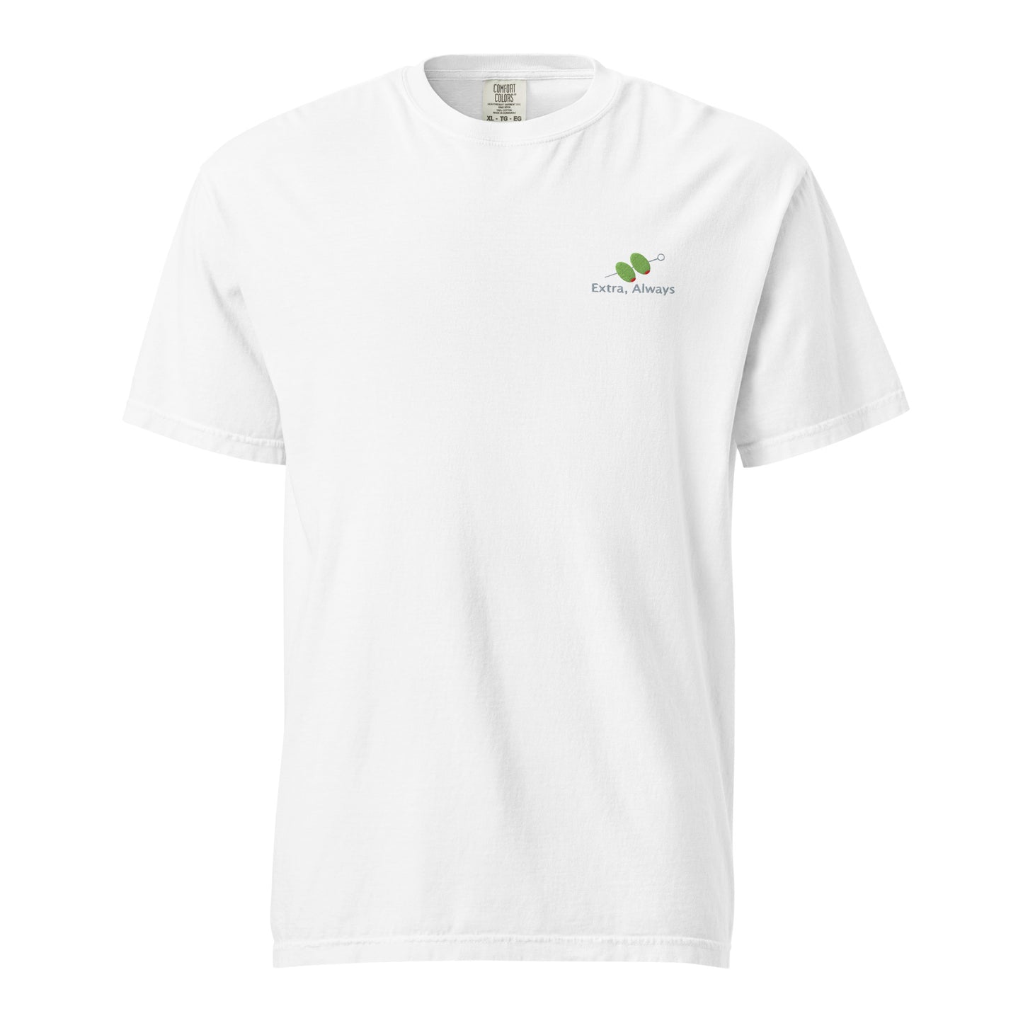 Product mockup white tee with extra always logo